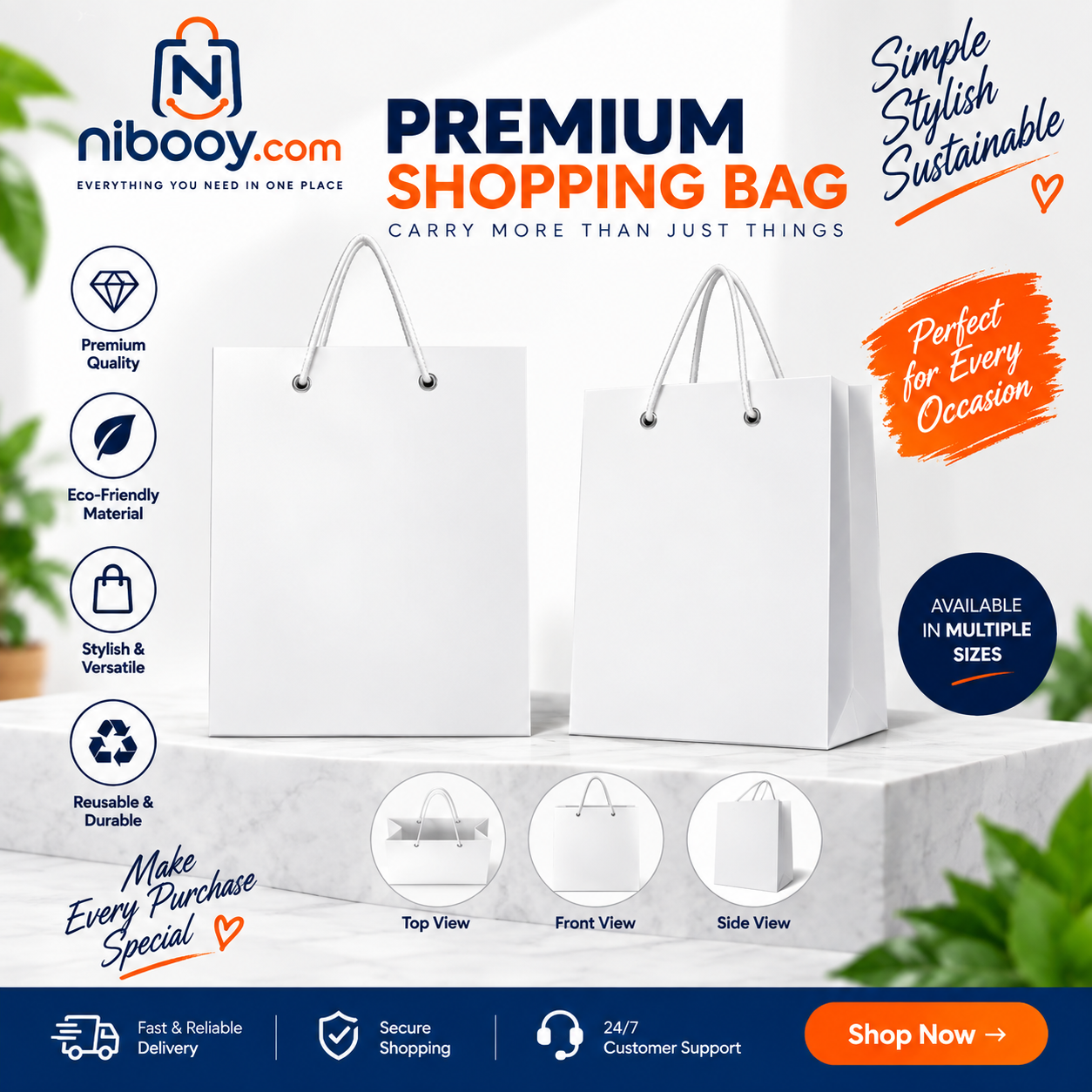 Premium White Paper Shopping Bag – Stylish & Durable