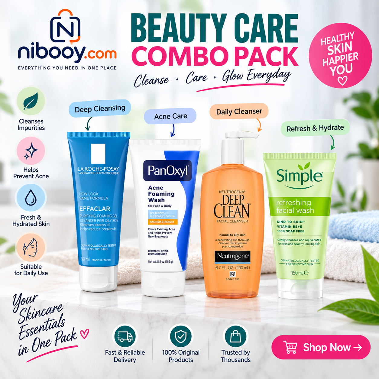 Beauty Care Combo Pack – 4-Piece Facial Cleanser Set